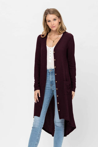 Long Sleeve Button Down Solid Color Knit Cardigans with Pockets.