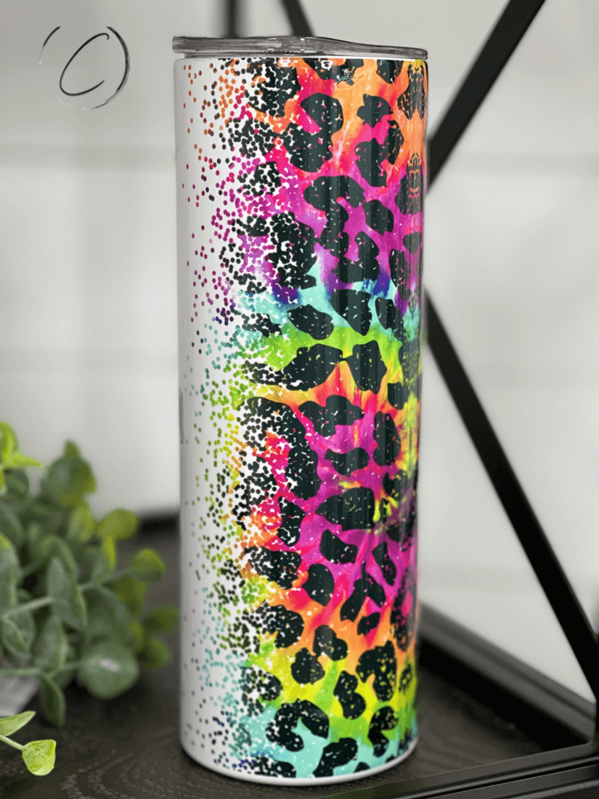 Rainbow Leopard Mama Rocks 20oz Skinny Tumbler