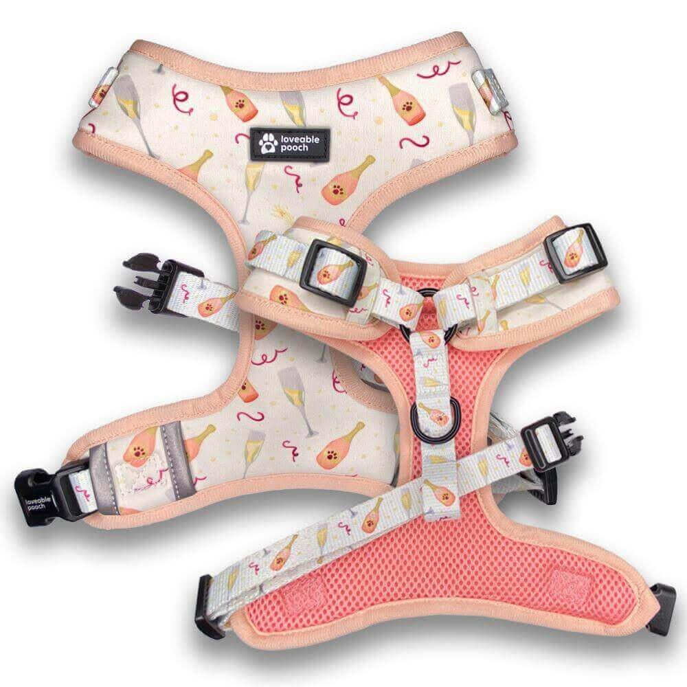 Rosé All Day Adjustable Dog Harness.