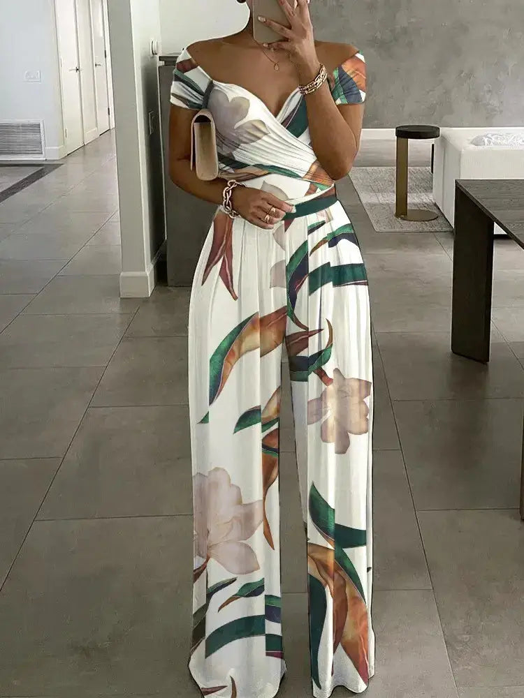 Floral Print Jumpsuit Women Y2K Summer Party Overalls