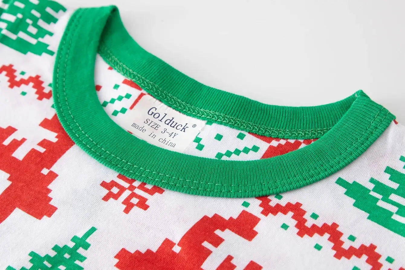 Kids Christmas Pajamas Set Reindeer Snowflake Print 100% Cotton Soft Holiday PJs for Boys and Girls Family Matching Nightwear