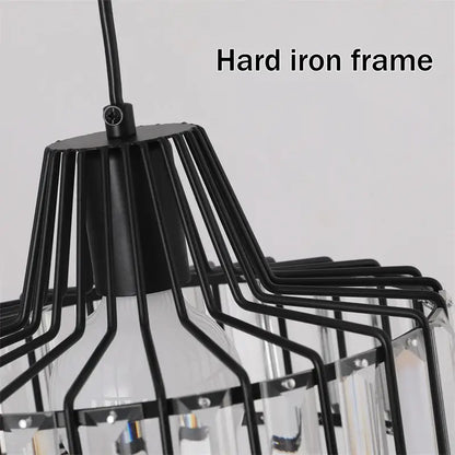 GreeLustr Modern Crystal Pendant Light, Black or Gold