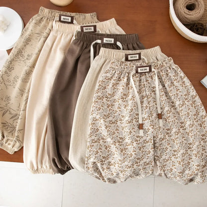 1-8yr Old Kids Clothes Floral Print Harem Pants Fashion Bear Casual Loose Children&