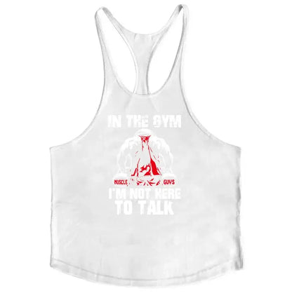 Men Y-Back Gym Tank Top Racerback Cotton Workout Tank Deep Cut Armholes Loose Fit Singlet For Powerlifting Running Gym Training