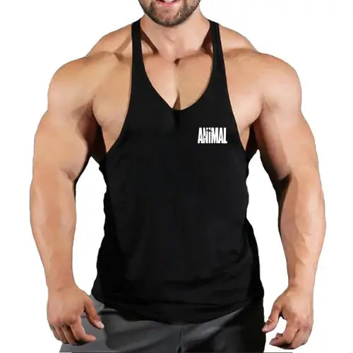 Summer Animal Gym Stringer Tank Top Men Cotton Clothing Bodybuilding.