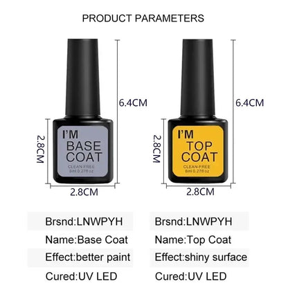 LNWPYH Gel Base &amp; Top Coat Set, 4 × 8 ml