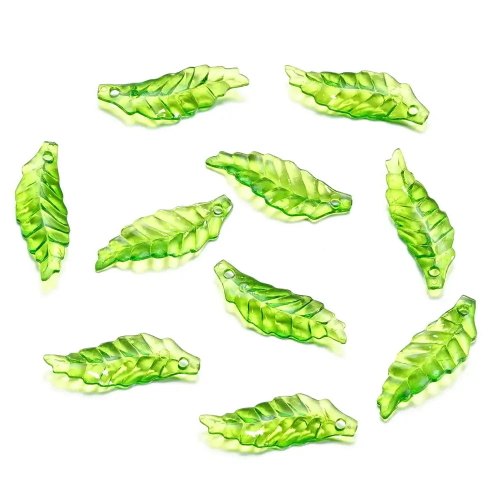 10-100pcs Green Acrylic Leaf Charms Leaves Beads Pendants For Diy Necklace Bracelet Earrings Jewelry Making Handmade Crafts