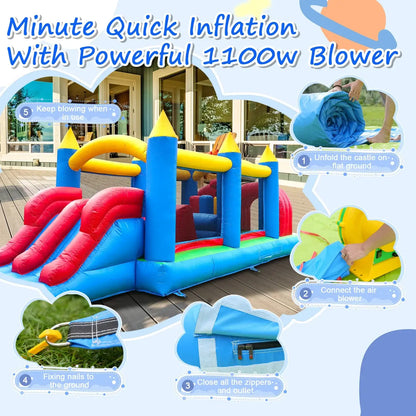 Inflatable Macaroon PVC  Water Sildes Ball Pool for Children Jungle Gym  Water Play Equipment With 1100W Air Blower