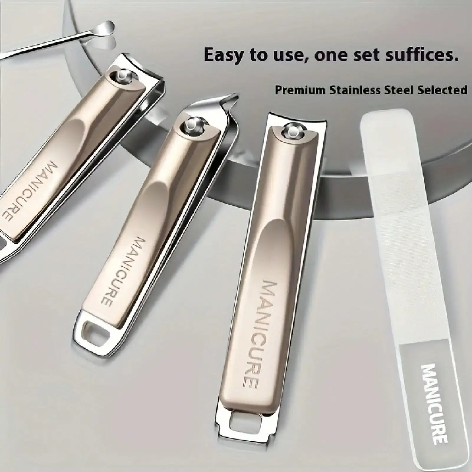 Precision Nail Clippers 5-Piece Set, Double-Edged Sharp And Durable, Complete Set With Ear Pick, Carefully Selected Steel Precision Grinding, Stainless Steel Nail Clipper Set Anti-Splash Rotating Package Five-Piece Pliers Ful
