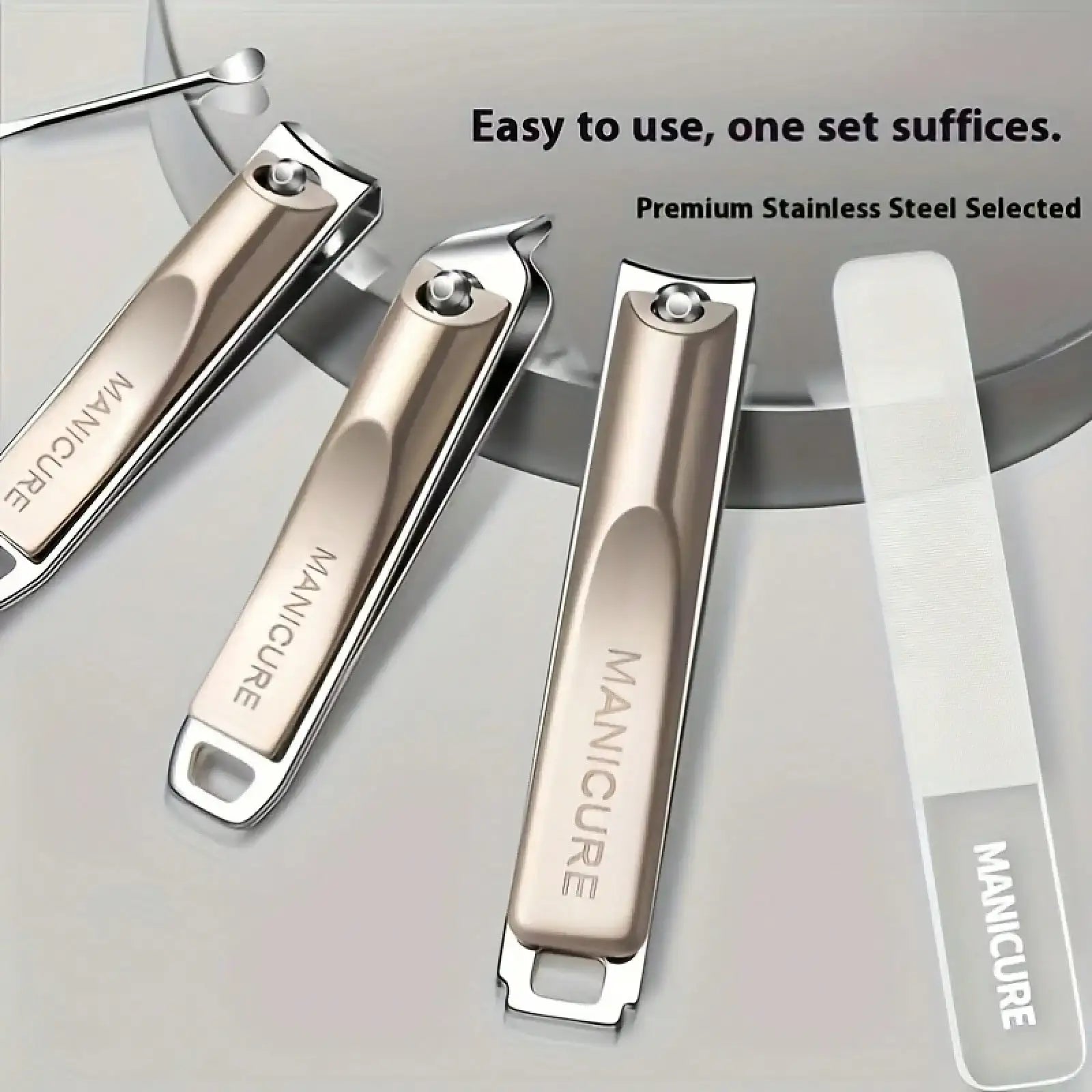 Precision Nail Clippers 5-Piece Set, Double-Edged Sharp And Durable, Complete Set With Ear Pick, Carefully Selected Steel Precision Grinding, Stainless Steel Nail Clipper Set Anti-Splash Rotating Package Five-Piece Pliers Ful