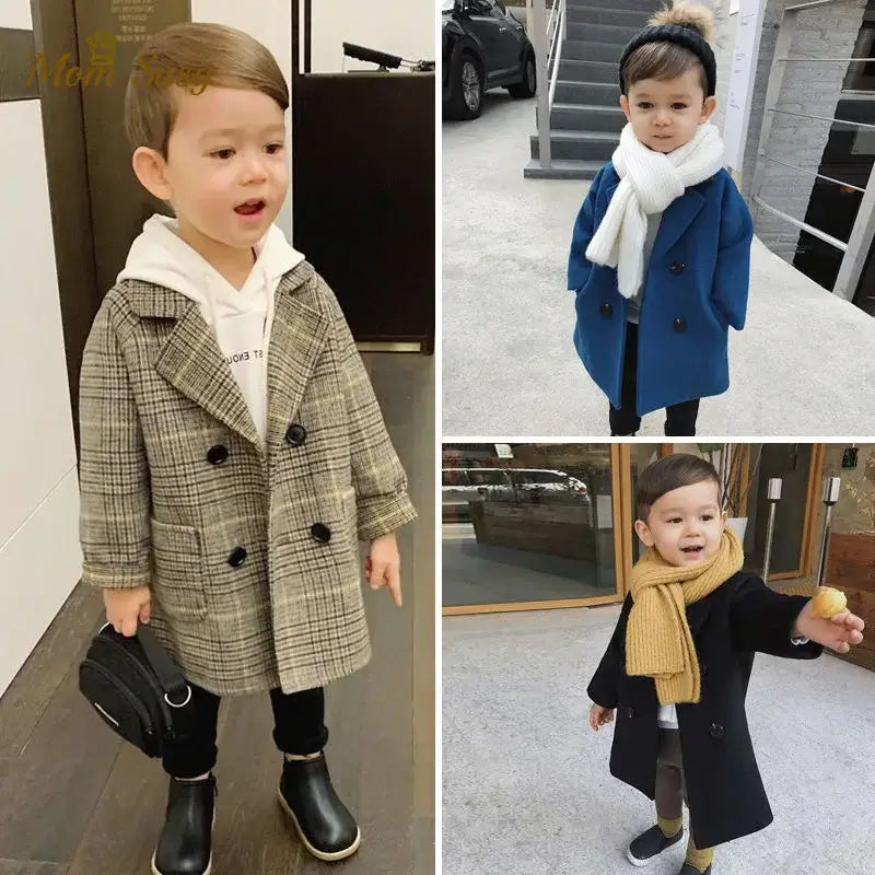 Kids’ Double-Breasted Lapel Coat