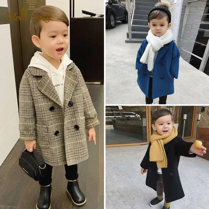 Kids’ Double-Breasted Lapel Coat