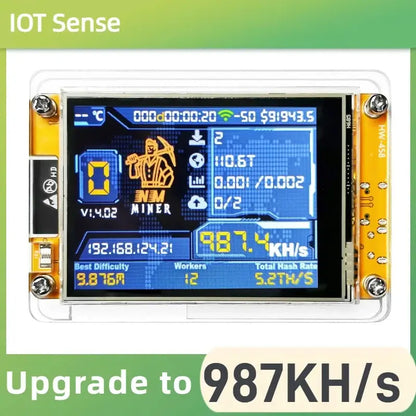 Bitcoin Lucky Miner for computer nerd NMMiner Solo Lottery Hashrate 987KH/s ESP32 2.8 inch Display Crypto ESP32-2432S028R DROOM