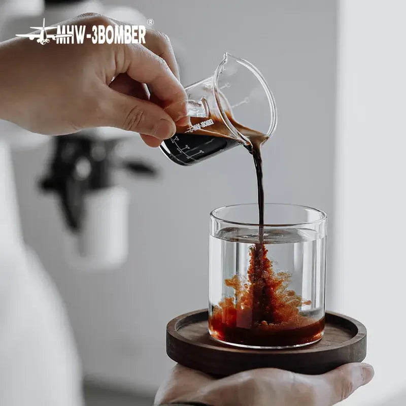 MHW-3BOMBER Double Spouts Espresso Measuring Cup with Handle Shot