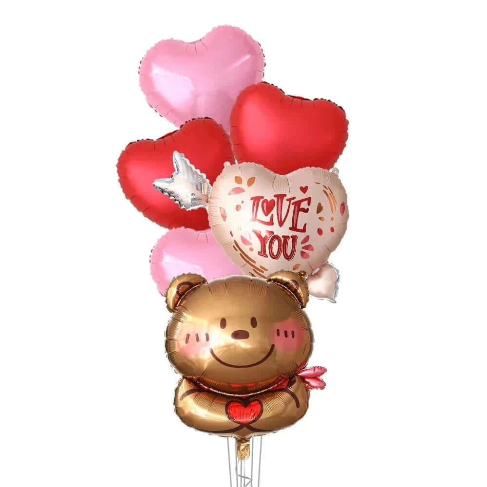 Happy Valentine’s Day Love Red Heart Bear Foil Balloons Wedding Anniversary Party Supplies Birthday Gift Home Outdoor Decoration