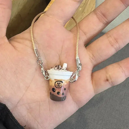 15cm/17cm Labubu Doll Accessories - Mini Realistic Bubble Tea Cup Plush Crossbody Pendant