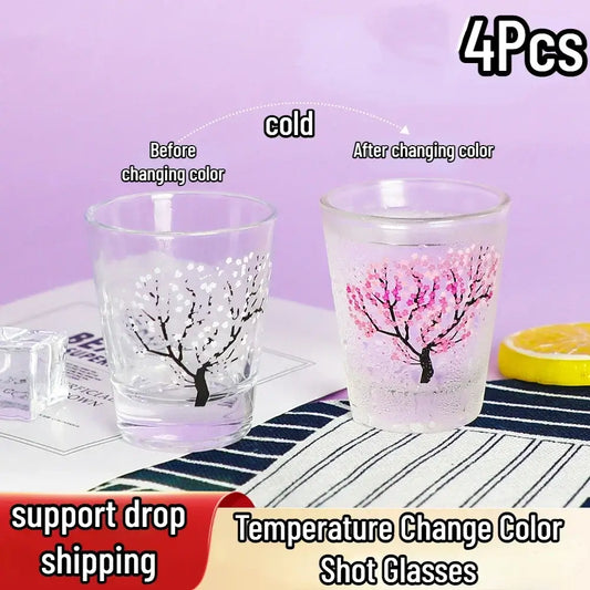 4Pcs Temperature Change Color Vodka Shot Glasses Transparent Heat.