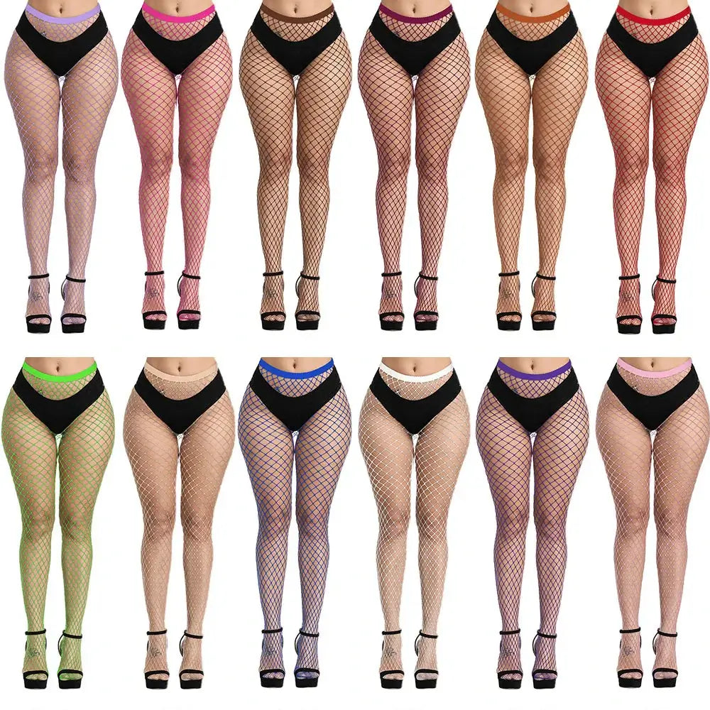 Coloured Fishnets 20 Colours 4 Different Grid Sizes Colorful Fishnet Tights Super Elastic Fishnet Stockings Women&