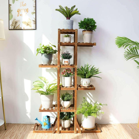 Indoor 6 Tier Wooden Plant Home Decor Stand.