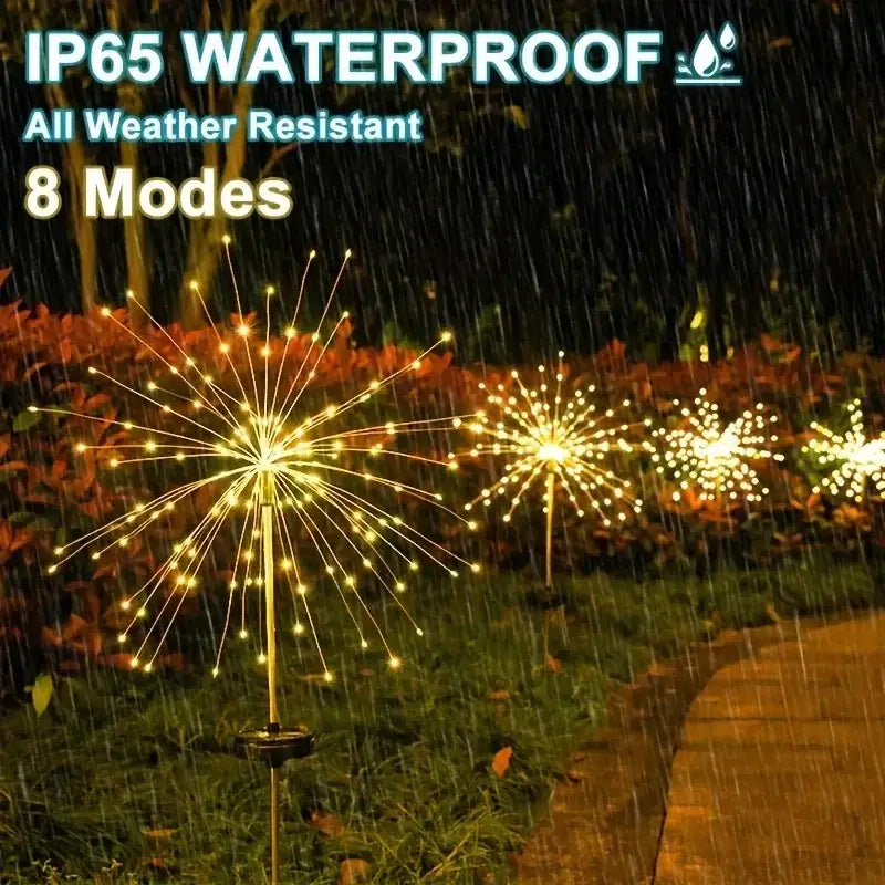 1/2/4/6Pcs Solar Firework Light Waterproof Outdoor 8 Lighting Modes 90-200LED Fairy String Light Christmas Decor For Garden