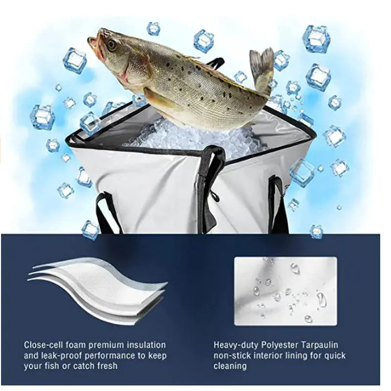 Insulated Fishing Kill Bag Leakproof Fish Cooler Bag with Large