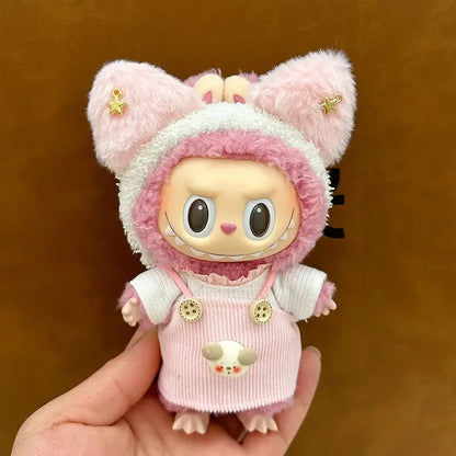 Cute Labubu Doll Outfit Set - Jumpsuit &amp; Plush Hat