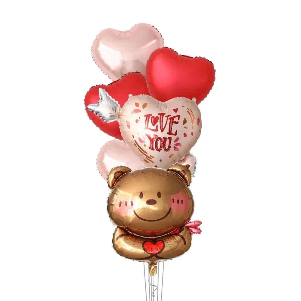 Happy Valentine’s Day Love Red Heart Bear Foil Balloons Wedding Anniversary Party Supplies Birthday Gift Home Outdoor Decoration