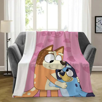 B-bluey-y Downy Throw Blanket Aesthetic Portable Home Travel Camping Sofa Picnic Thick Warm Flannel Blanket