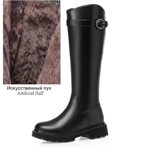 AIYUQI High Boots Female Genuine Leather 2024 New Winter Wool Warm