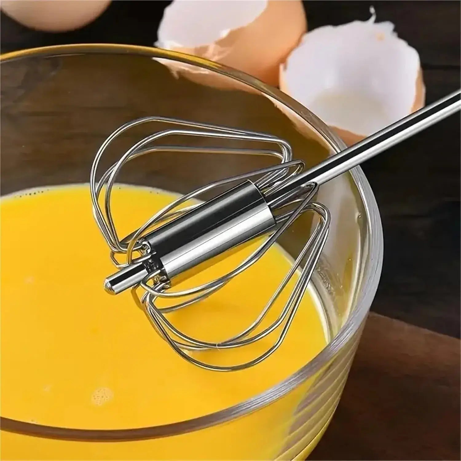 1pcs Stainless Steel Semi-Automatic Whisk, Stainless Steel Egg Whisk Hand Push Rotary Blender, Versatile Hand Push Mixer Stirrer Tool