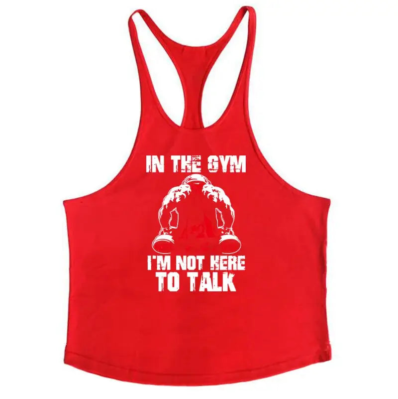 Men Y-Back Gym Tank Top Racerback Cotton Workout Tank Deep Cut Armholes Loose Fit Singlet For Powerlifting Running Gym Training