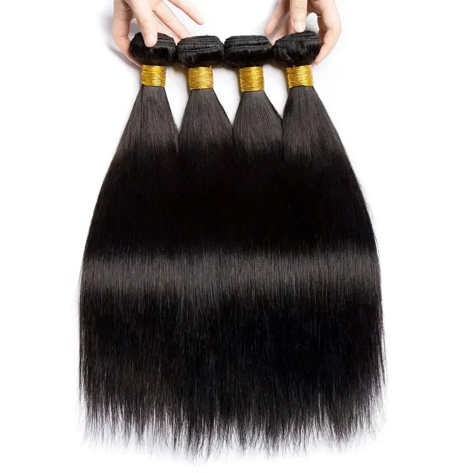 Rosabeauty Straight Human Hair Bundles Natural Raw Hair Bundles Brazilian Remy Extension Double Weft Hair Weaving For Women