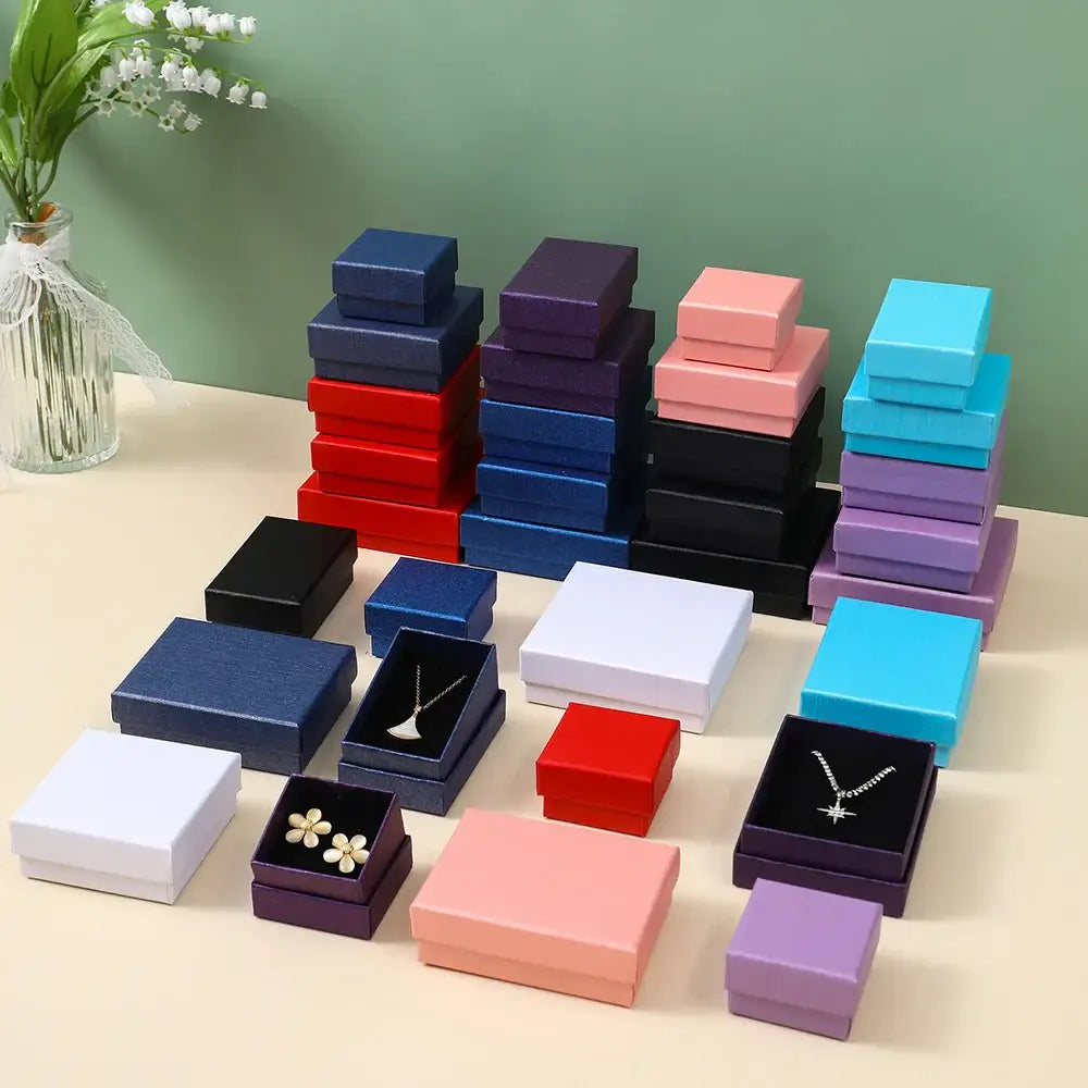 12pcs/ lot Simple Box Earnail Rings Earrings Bracelet Necklace Gray Black Paper Jewellry Display Case Jewelry Organizer 2030