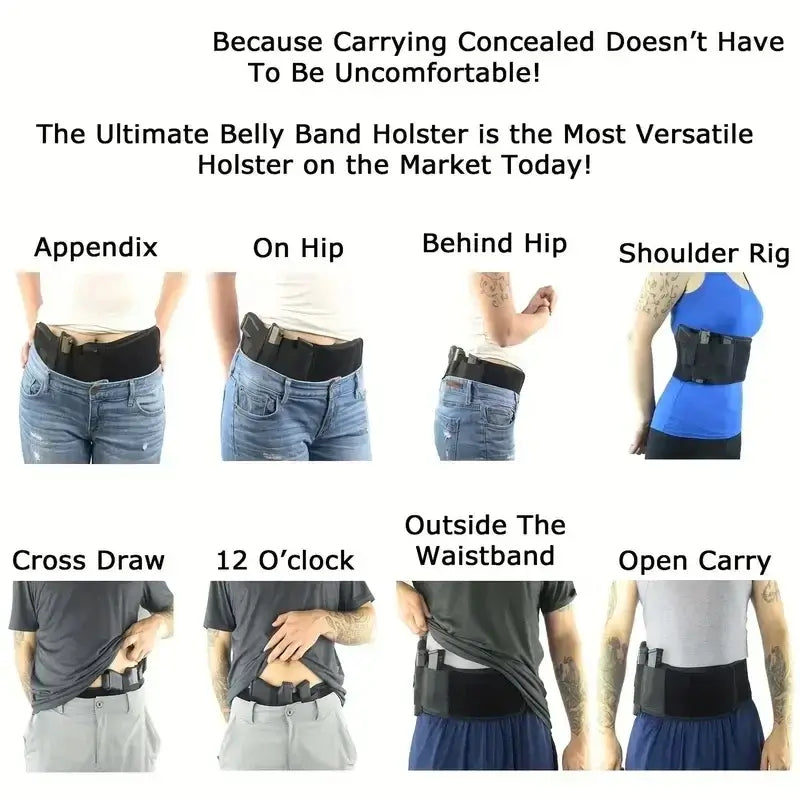 Tactical Outdoor Hunting Fitness Gun Holster for Waist Band Belt -  Concealed Carry Phone Bag Portable Hidden Belly Defense Use