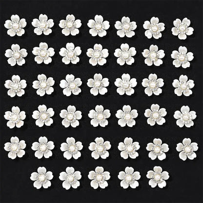 40pcs Imitation Pearl Flower-shaped Rhinestone Buttons for Jewelry Making Decorative Hat Clothes DIY Craft Sewing Accessories