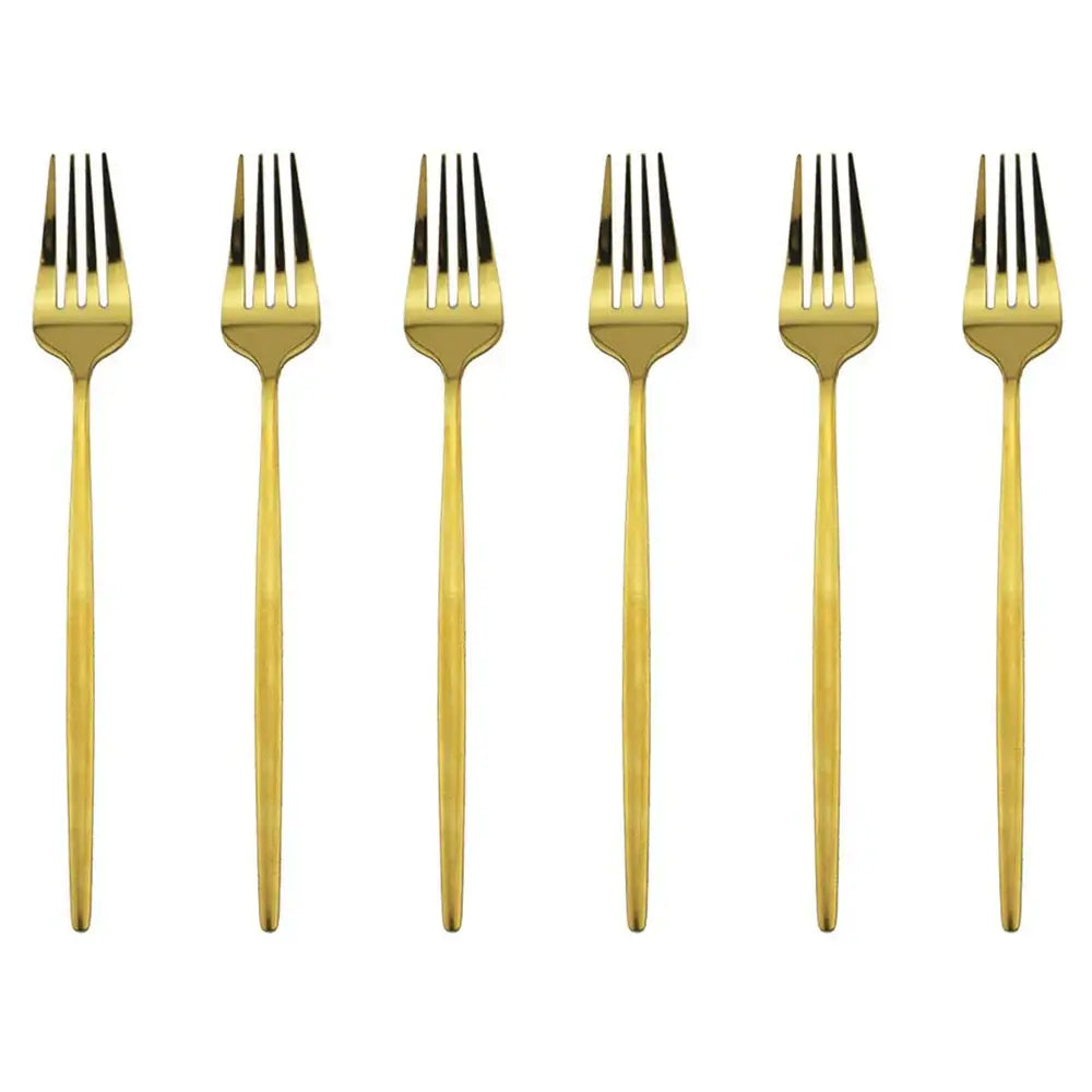 Silvere/Golden Stain Flatware Set - 6 Pcs Stainless Steel