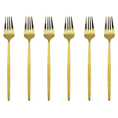 Silvere/Golden Stain Flatware Set - 6 Pcs Stainless Steel