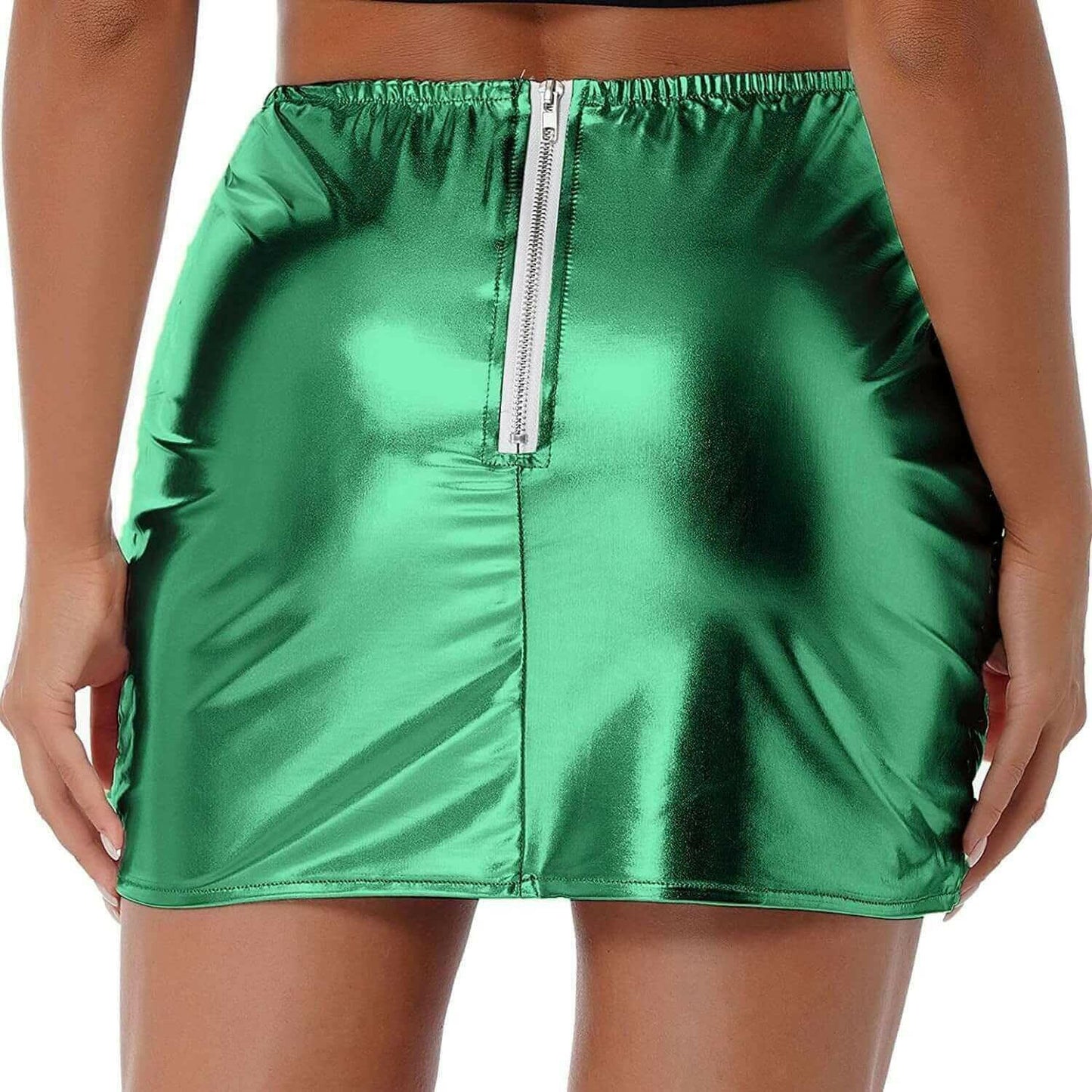 Womens Metallic Shiny Skirts Winter Warm A-Line Mini Skirt.