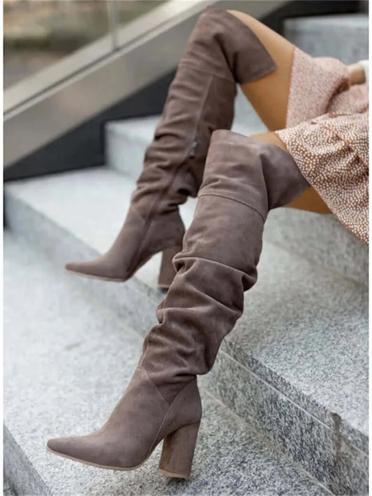 Women Boots Winter 2023 Designer Luxury High Heels Women Shoes Faux.