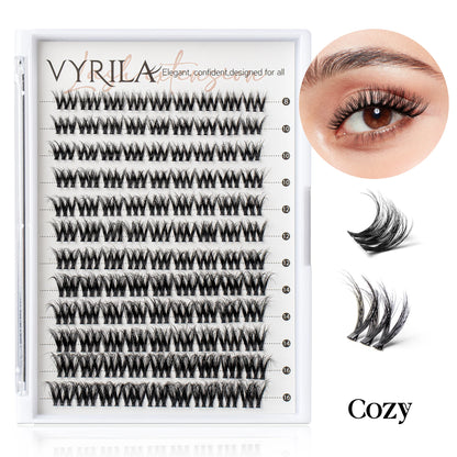 VYRILA Individual Cluster Lashes – C Curl 3D Wispy DIY Eyelash Extensions | 0.05–0.07mm Super Thin Band | Reusable Natural Look