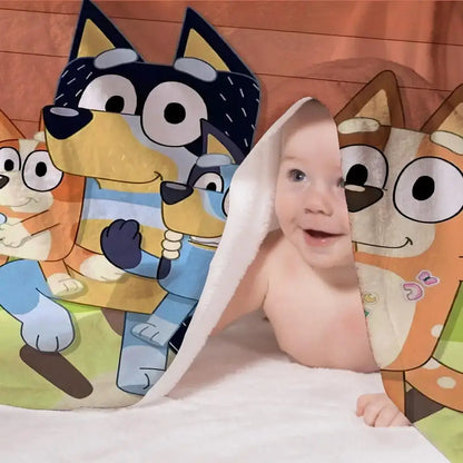 B-bluey-y Downy Throw Blanket Aesthetic Portable Home Travel Camping Sofa Picnic Thick Warm Flannel Blanket