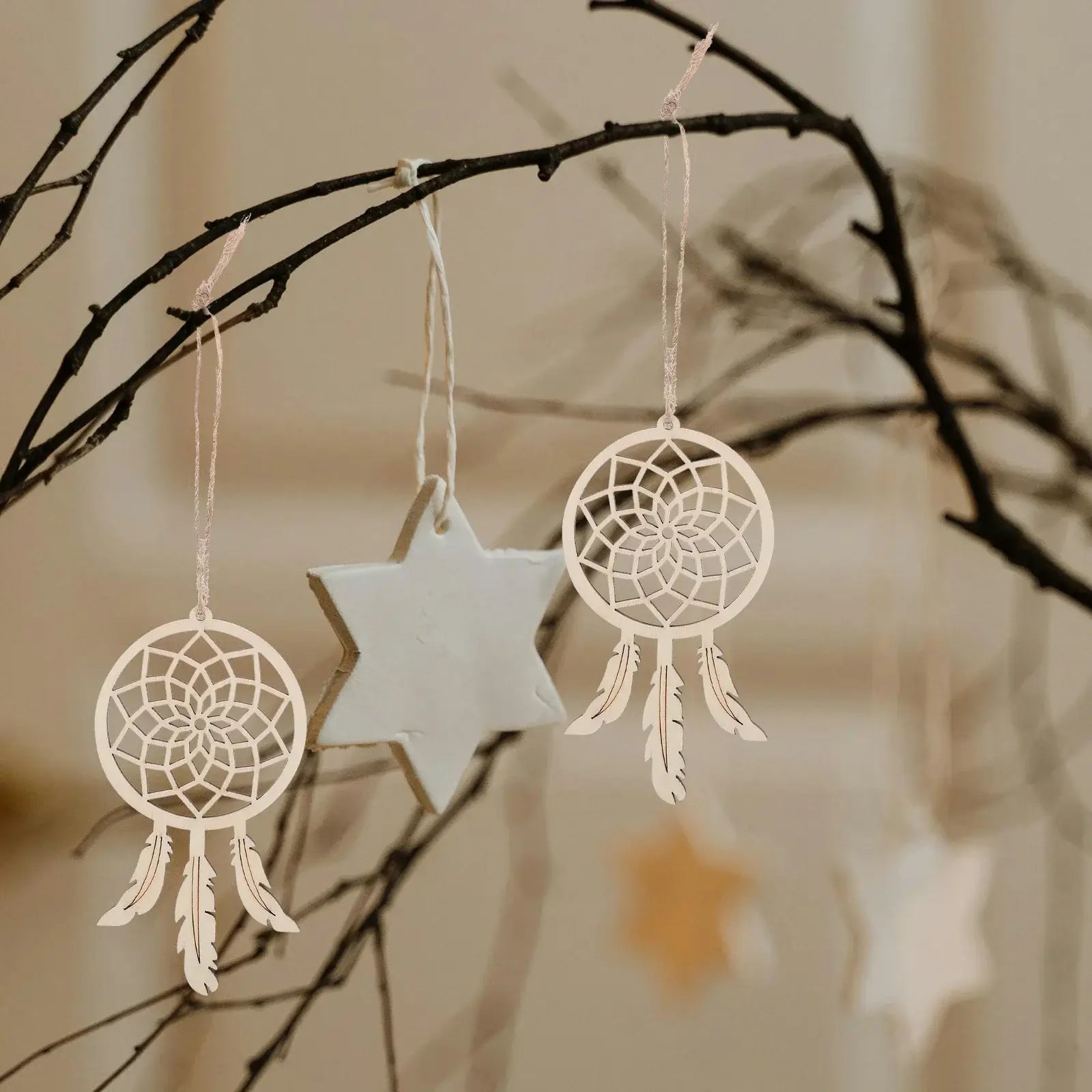 50pcs Dream Catcher Kit Unfinished Wooden Cutouts For Diy Crafts Painting Boho Wall Hanging Decor Craft Supplies Home Wall