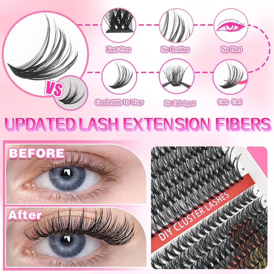 Cluster Lashes Kit – 320 / 600 / 790pcs | Mix-and-Match Lengths | Daily &amp; Party Glam | DIY False Lashes