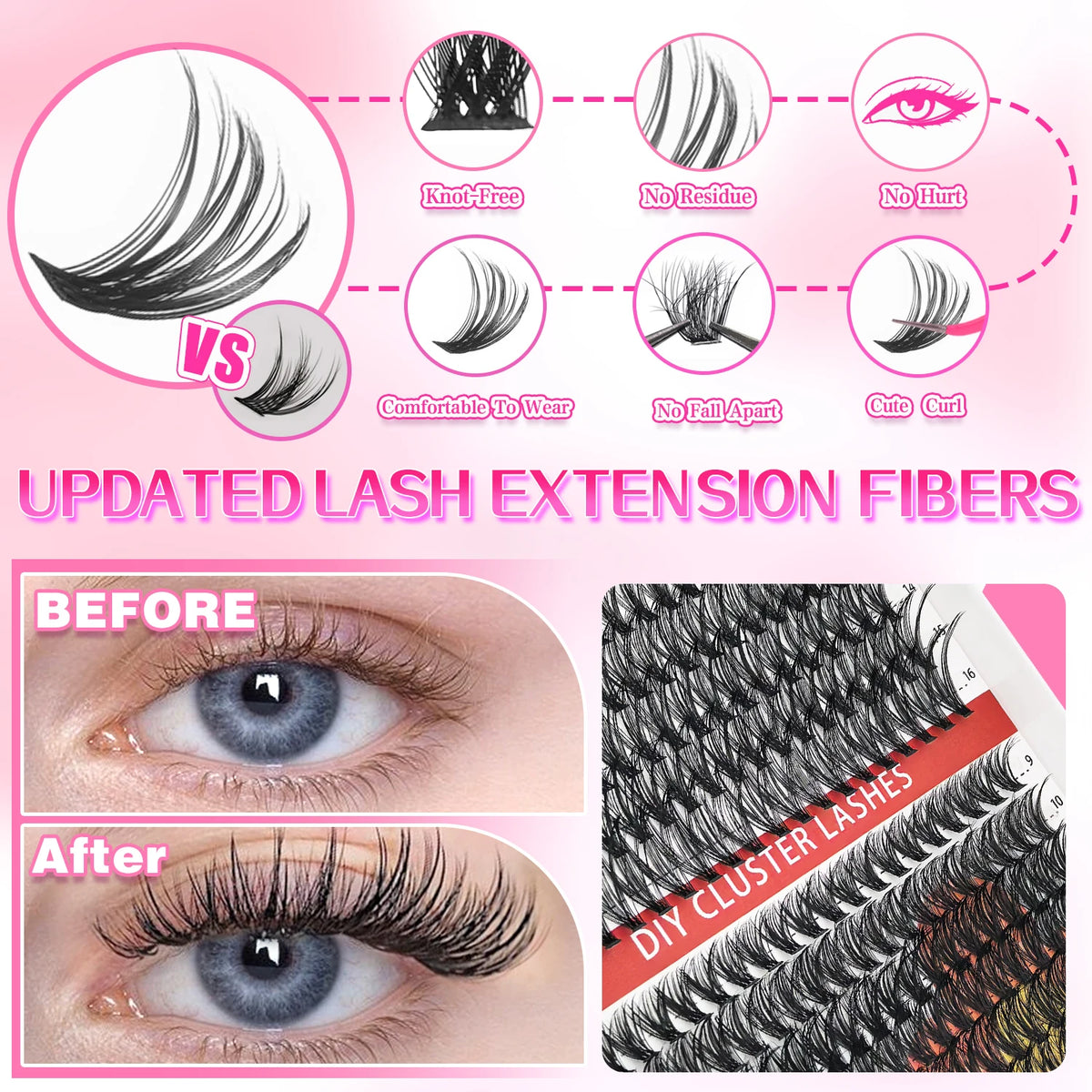 Cluster Lashes Kit – 320 / 600 / 790pcs | Mix-and-Match Lengths | Daily &amp; Party Glam | DIY False Lashes