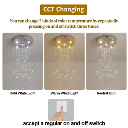 VETRULUS Raindrop Crystal LED Chandelier, Selectable Sizes