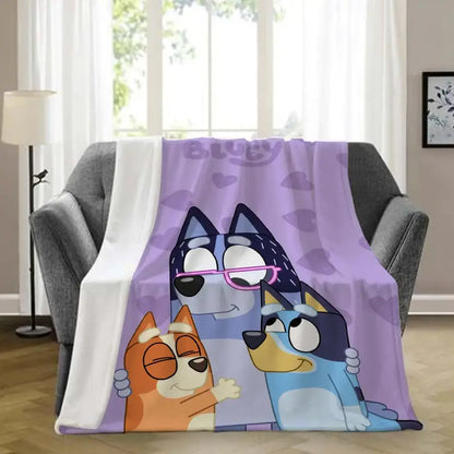 B-bluey-y Downy Throw Blanket Aesthetic Portable Home Travel Camping Sofa Picnic Thick Warm Flannel Blanket