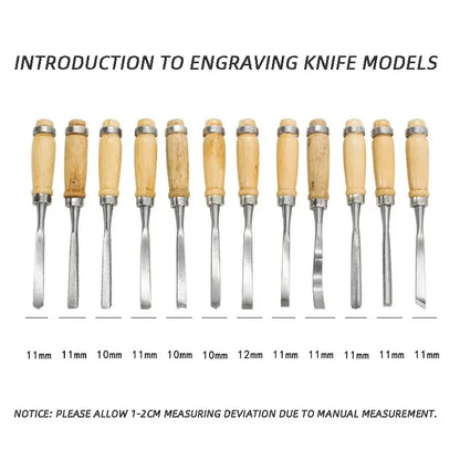 12 Piece Woodworking Carving Knife &amp; Chisel Set