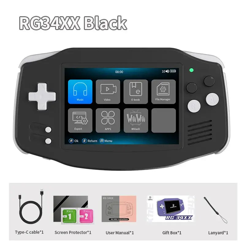 ANBERNIC RG34XX Retro Handheld Game Console 3.4&quot; IPS Screen Linux 64-bit Video Gaming Player Support WiFi Bluetooth HD TV Output