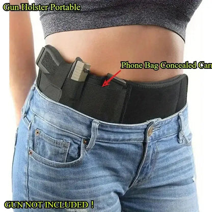 Tactical Outdoor Hunting Fitness Gun Holster for Waist Band Belt -  Concealed Carry Phone Bag Portable Hidden Belly Defense Use