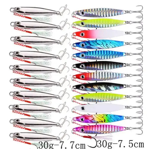 22PCS Metal Spoon Jigs Carp Fishing Lures Set 40g 30g 20g 17g 10g 7g